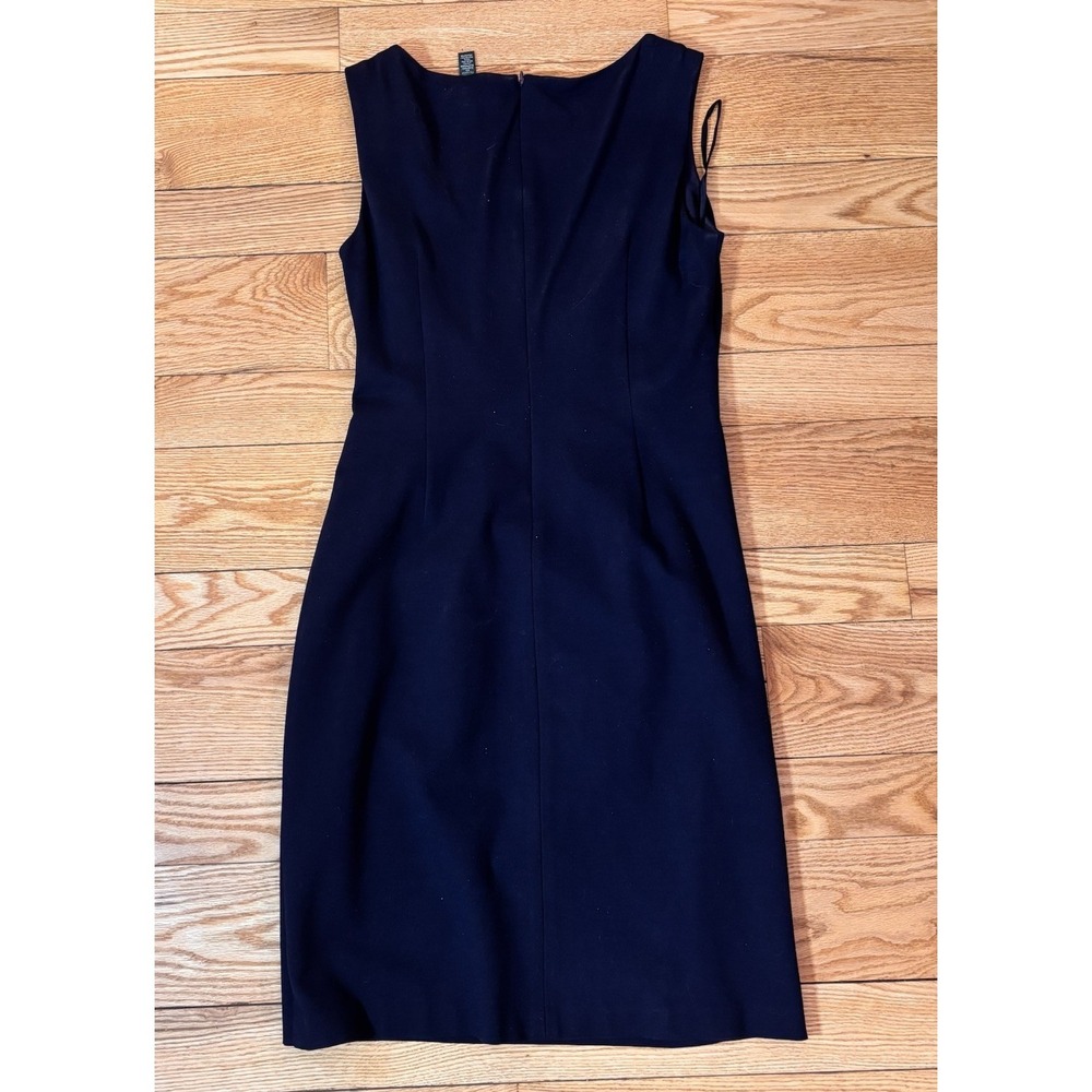 Lauren Ralph Lauren Sleevelesss Dress Ruching Cocktail V-Neck Office Navy Sz 10 - Picture 6 of 7